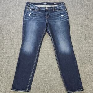 Silver Jeans Aiko Mid Skinny Womens 18/31 or 38x31 Blue Distressed Stretch